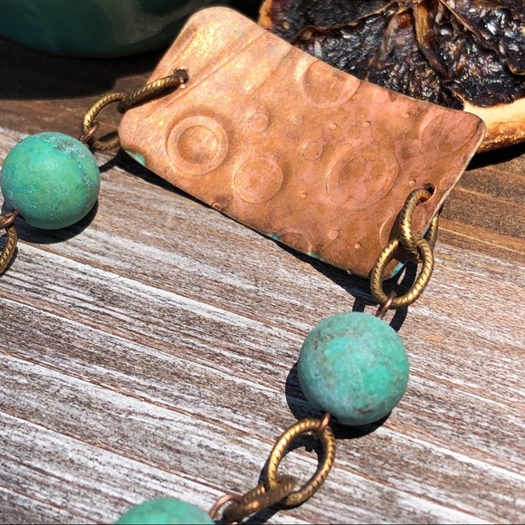 **** SOLD **** Turquoise Copper Bracelet - Picture 2 of 2